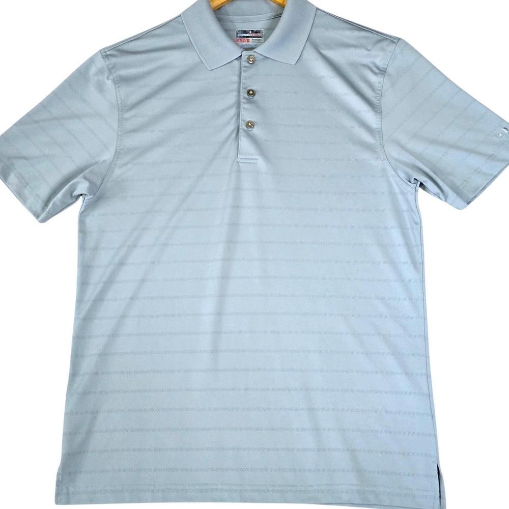 Grand Slam Performance‎ Airflow Mens Large Gray Textured Striped Polo Shirt